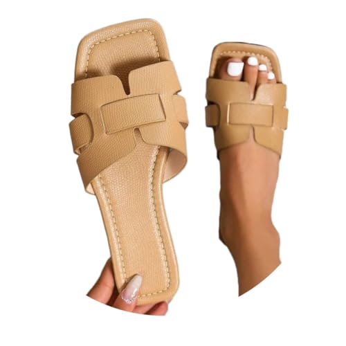 shownicer Hausschuhe Damen Sommer Flache Slippers Leichte Atmungsaktiv Slippers Flache Comfort Slide Sandalen Strandschuhe A Gelb 41 von shownicer