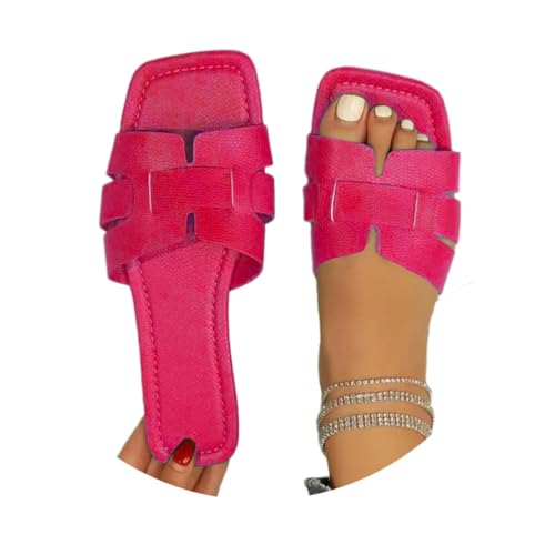 shownicer Hausschuhe Damen Sommer Flache Slippers Leichte Atmungsaktiv Slippers Flache Comfort Slide Sandalen Strandschuhe A Rosa 40 von shownicer