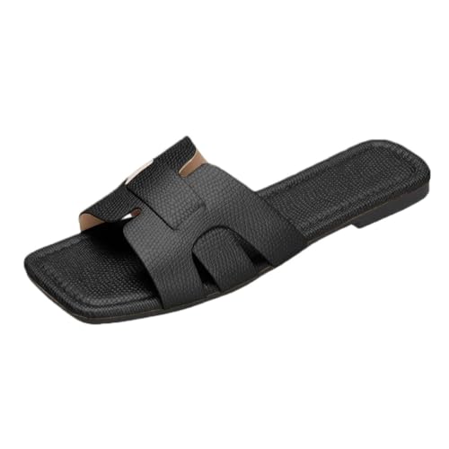 shownicer Hausschuhe Damen Sommer Flache Slippers Leichte Atmungsaktiv Slippers Flache Comfort Slide Sandalen Strandschuhe A Schwarz 39 von shownicer