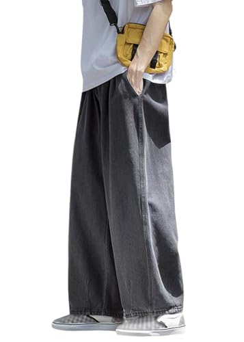 shownicer Herren Baggy Jeans Y2k Jeanshose Vintage Straight Leg Skateboard Denim Hosen Teenager Jungen Streetwear Hip Hop Jeans Loose Fit Pants A Schwarz 3XL von shownicer