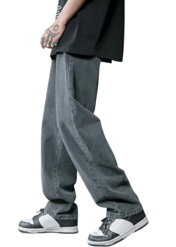 shownicer Herren Baggy Jeans Y2k Jeanshose Vintage Straight Leg Skateboard Denim Hosen Teenager Jungen Streetwear Hip Hop Jeans Loose Fit Pants G Schwarz XL von shownicer