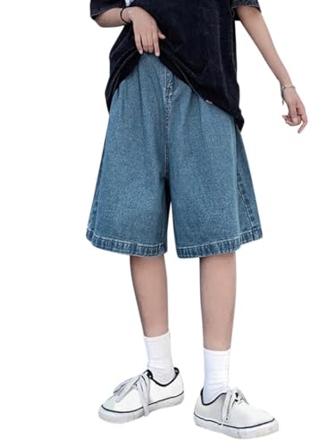 shownicer Herren Baggy Jeanshorts Hip Hop Denim Shorts Straßentanz Kurze Hosen Teenager Jungen Skateboard Hose Cargoshorts Sommer Bermuda Jeans Shorts G Blau L von shownicer