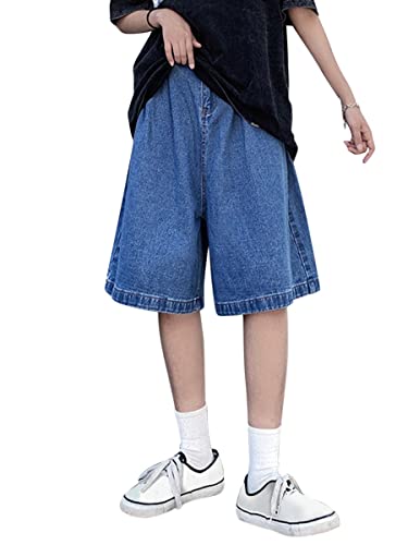 shownicer Herren Baggy Jeanshorts Hip Hop Denim Shorts Straßentanz Kurze Hosen Teenager Jungen Skateboard Hose Cargoshorts Sommer Bermuda Jeans Shorts G Blau M von shownicer