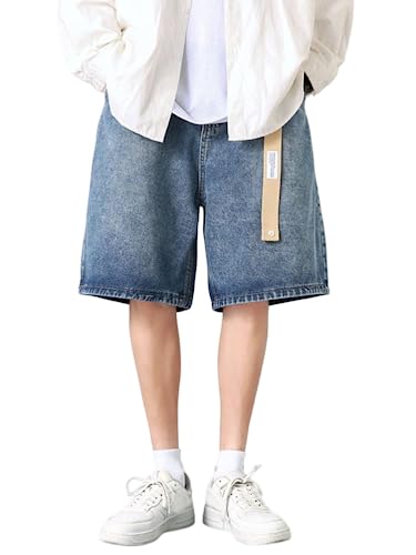 shownicer Herren Baggy Jeanshorts Hip Hop Denim Shorts Straßentanz Kurze Hosen Teenager Jungen Skateboard Hose Cargoshorts Sommer Bermuda Jeans Shorts O Dunkelblau 3XL von shownicer