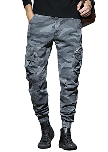 shownicer Herren Cargo Hose Outdoor Hose mit 6 Taschen Männer Stretch Arbeitshosen Combat Tactical Hose Vintage Militär Cargohose für Jagd Wandern D Grau M von shownicer