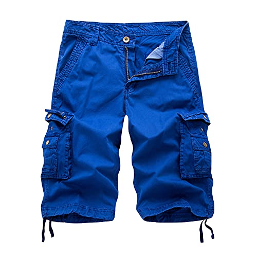 shownicer Herren Cargo Shorts Vintage Kurze Hose Bermuda Shorts Sommer Sweatpants Cargo Jogging Freizeit Sporthose A Blau L von shownicer