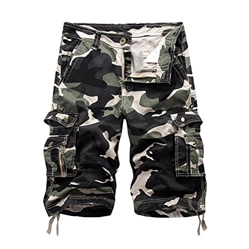 shownicer Herren Cargo Shorts Vintage Kurze Hose Bermuda Shorts Sommer Sweatpants Cargo Jogging Freizeit Sporthose B Grün M von shownicer