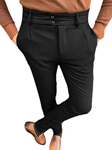 shownicer Herren Chino Hose Kariert Stoffhose Slim Fit Business Chinohose Straight Bein Schlank Beiläufige Hosen Stretch Streetwear Freizeithose A Schwarz S von shownicer