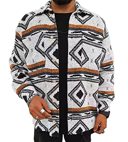 shownicer Herren Hemd Kariertes Freizeithemd Holzfällerhemd Normale Passform Lange Ärmel Flanellhemden Arbeitshemd Kariert Hemd Hemdjacke Winterjacke Mantel E Beige XL von shownicer