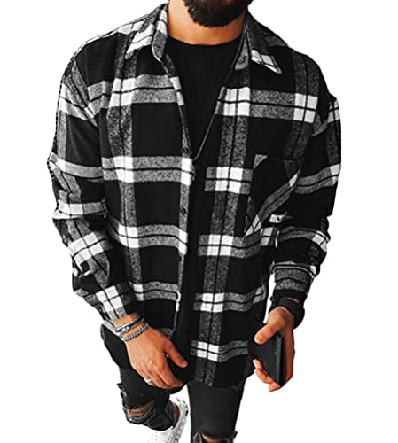 shownicer Herren Hemd Kariertes Freizeithemd Holzfällerhemd Normale Passform Lange Ärmel Flanellhemden Arbeitshemd Kariert Hemd Hemdjacke Winterjacke Mantel F Schwarz 3XL shownicer Herren Hemd Kariertes Freizeithemd Holzfällerhemd Normale Passform Lange Ärmel Flanellhemden Arbeitshemd Kariert Hemd Hemdjacke Winterjacke Mantel F Schwarz 3XL von shownicer
