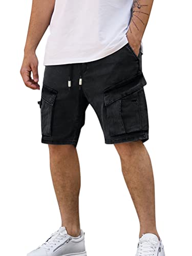 shownicer Herren Jeans Shorts Sommer Casual Relaxed Fit Denim Kurze Hosen Baggy Hip Hop Cargo Shorts Straight Leg Streetwear Bermuda für Männer F Schwarz L shownicer Herren Jeans Shorts Sommer Casual Relaxed Fit Denim Kurze Hosen Baggy Hip Hop Cargo Shorts Straight Leg Streetwear Bermuda für Männer F Schwarz L von shownicer