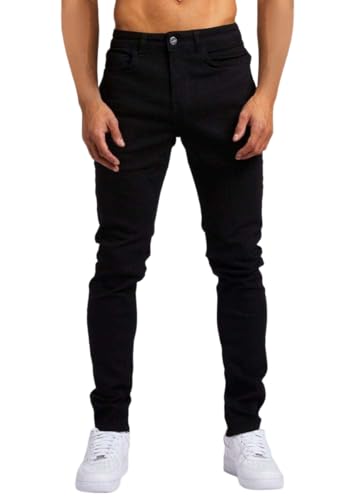 shownicer Herren Jeans Slim Fit Denim Hose Stretch Tapered Männer Jeanshose Casual Regular Herrenjeans Freizeithose A Schwarz M von shownicer
