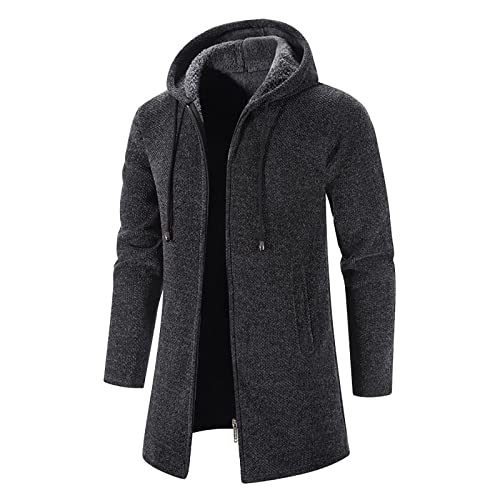 shownicer Herren Kapuze Wintermantel Mantel Lang Slim Fit Herrenmantel Winter Premium Business Mantel Männer Wollmantel Langer Trenchcoat Mantel Windbreaker Warm Wolle Mantel Blau XS von shownicer