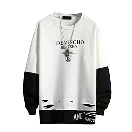 shownicer Herren Kapuzenpullover Hip Hop Streetwear Hoodie Patchwork Langarm Sweatjacke Sweatshirts Pullover Mit Kapuze D Weiß S von shownicer