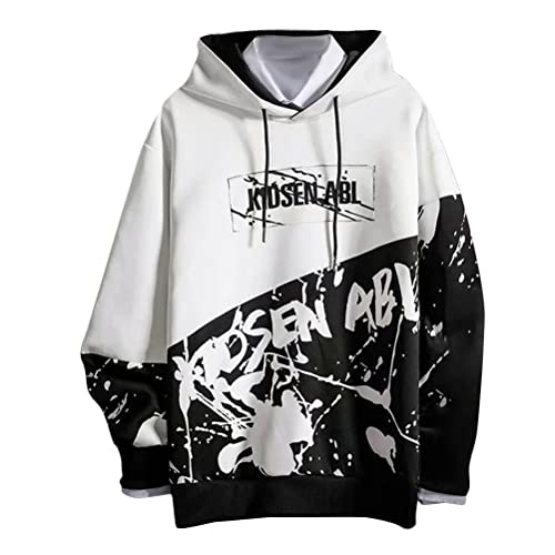 shownicer Herren Kapuzenpullover Hip Hop Streetwear Hoodie Patchwork Langarm Sweatjacke Sweatshirts Pullover Mit Kapuze J Weiß S von shownicer