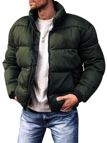 shownicer Herren Kurze Daunenjacken Warm Winterjacke Parka Jacke Steppjacke Wintermantel Casual Verdicken Warme Daunenmantel Outdoorjacke mit Reißverschluss A Armeegrün L von shownicer