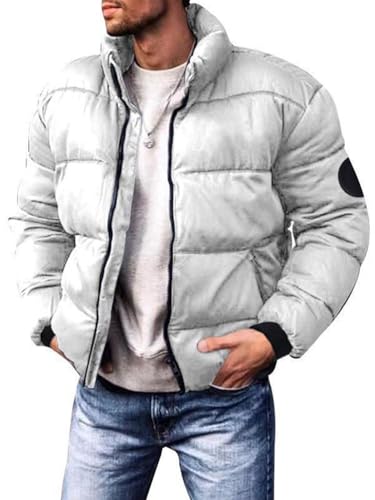 shownicer Herren Kurze Daunenjacken Warm Winterjacke Parka Jacke Steppjacke Wintermantel Casual Verdicken Warme Daunenmantel Outdoorjacke mit Reißverschluss A Beige L von shownicer
