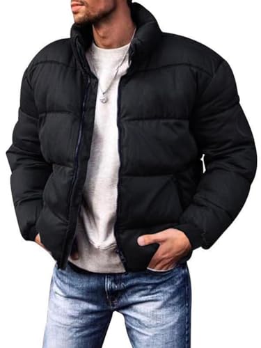 shownicer Herren Kurze Daunenjacken Warm Winterjacke Parka Jacke Steppjacke Wintermantel Casual Verdicken Warme Daunenmantel Outdoorjacke mit Reißverschluss A Schwarz L von shownicer