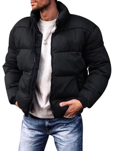 shownicer Herren Kurze Daunenjacken Warm Winterjacke Parka Jacke Steppjacke Wintermantel Casual Verdicken Warme Daunenmantel Outdoorjacke mit Reißverschluss A Schwarz XL von shownicer