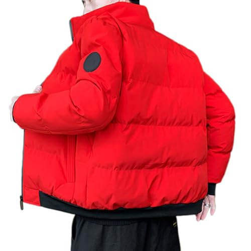 shownicer Herren Kurze Daunenjacken Warm Winterjacke Parka Jacke Steppjacke Wintermantel Casual Verdicken Warme Daunenmantel Outdoorjacke mit Reißverschluss B Rot 3XL von shownicer