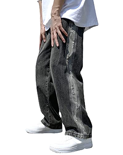 shownicer Herren Patchwork Jeans Casual Relaxed Fit Jeanshose Denim Hosen Baggy Hip Hop Jeans Hose mit Weitem Bein Vintage Straight Leg Color Block Streetwear A Schwarz M shownicer Herren Patchwork Jeans Casual Relaxed Fit Jeanshose Denim Hosen Baggy Hip Hop Jeans Hose mit Weitem Bein Vintage Straight Leg Color Block Streetwear A Schwarz M von shownicer