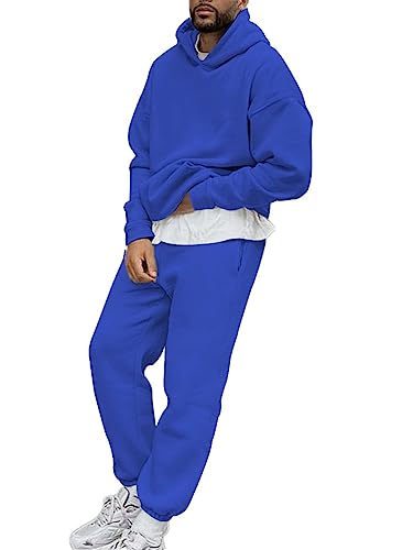 shownicer Herren Sportbekleidung Trainingsanzug Los Angeles Druck Hoodie Mit Kapuze Langarm Hausanzug 2-Teilig Herbst Winter Kapuzenjacke Jogginghose Jogginganzug Set Mit Taschen A Blau 3XL von shownicer