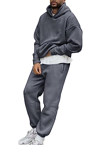 shownicer Herren Sportbekleidung Trainingsanzug Los Angeles Druck Hoodie Mit Kapuze Langarm Hausanzug 2-Teilig Herbst Winter Kapuzenjacke Jogginghose Jogginganzug Set Mit Taschen A Dunkelgrau XL von shownicer