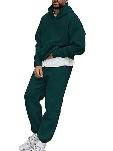 shownicer Herren Sportbekleidung Trainingsanzug Los Angeles Druck Hoodie Mit Kapuze Langarm Hausanzug 2-Teilig Herbst Winter Kapuzenjacke Jogginghose Jogginganzug Set Mit Taschen A Dunkelgrün M von shownicer