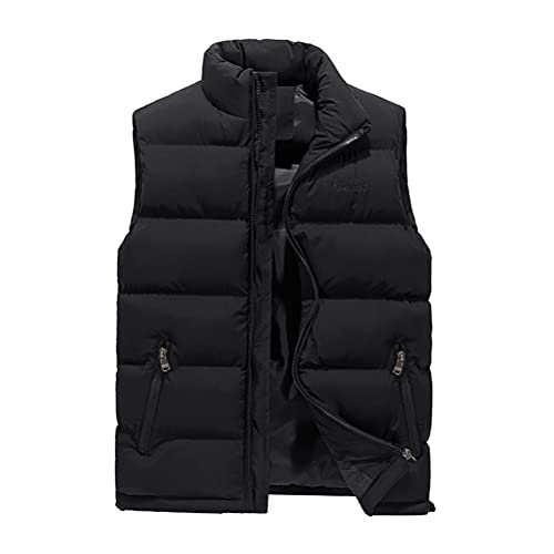 shownicer Herren Steppweste Weste mit Reißverschluss Taschen Leicht Winterweste Outdoor Stehkragen Daunenweste Freizeit Gilet Ärmellos Jacke Sport A Schwarz XL von shownicer