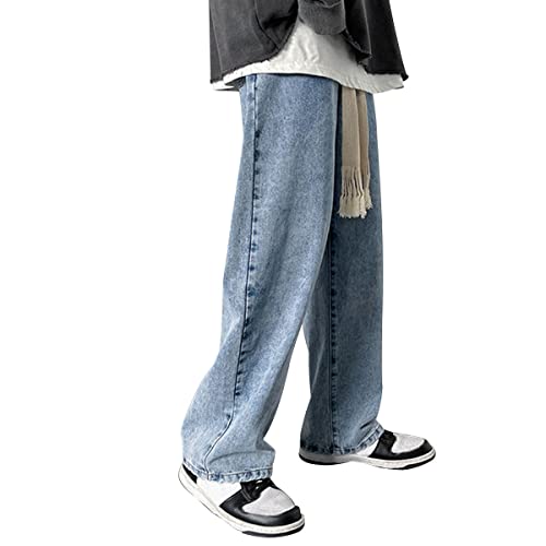 shownicer Herren Straight Fit Jeans Baggy Hose Stretch Denim Männer Jeanshose Lang Streetwear D Blau XS von shownicer