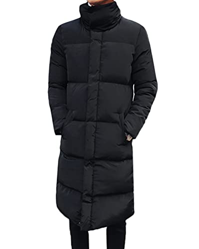 shownicer Herren Winterjacke Lange Daunenjacke Warm Parka Jacke mit Kapuze Steppjacke Wintermantel Casual Verdicken Warme Daunenmantel A Schwarz XS von shownicer