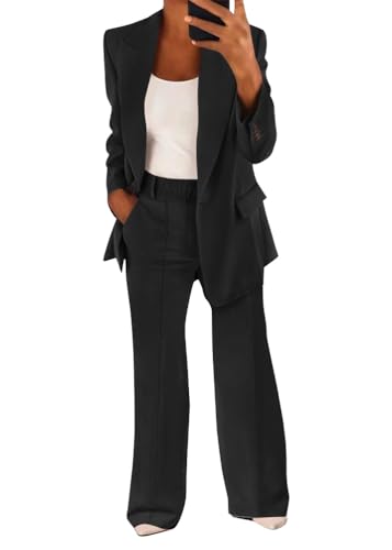 shownicer Hosenanzug Damen Elegant Business Anzug Set 2-teilig Slim Fit Blazer + Elastisch Hohe Taille Hose Outfit Casual Sportlich Freizeitanzug Zweiteiler Einfarbig Streetwear A Schwarz XS shownicer Hosenanzug Damen Elegant Business Anzug Set 2-teilig Slim Fit Blazer + Elastisch Hohe Taille Hose Outfit Casual Sportlich Freizeitanzug Zweiteiler Einfarbig Streetwear A Schwarz XS von shownicer