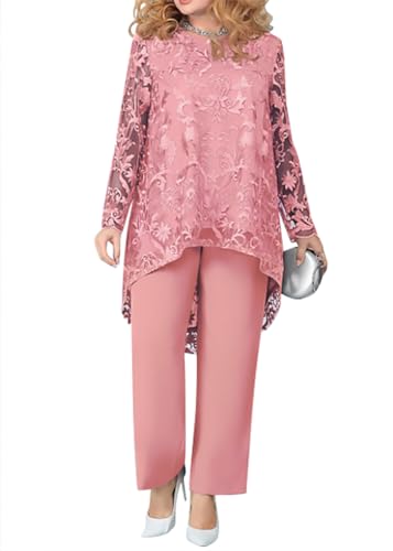 shownicer Hosenanzug Damen Festlich Elegant 2 Teiler Chiffon Shirt Und Hohe Taille Hosenanzug Große Größen Tüll Abendanzug Sets Zweiteiler Outfit Set Brautmutter Anzug A Rosa XXL shownicer Hosenanzug Damen Festlich Elegant 2 Teiler Chiffon Shirt Und Hohe Taille Hosenanzug Große Größen Tüll Abendanzug Sets Zweiteiler Outfit Set Brautmutter Anzug A Rosa XXL von shownicer