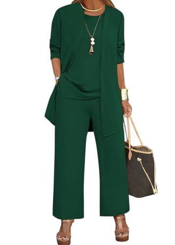shownicer Hosenanzug Damen Festlich Elegant 3-Teiliges Set Große Größen Hosenanzüge Abendanzug Sets A Dunkelgrün XXL shownicer Hosenanzug Damen Festlich Elegant 3-Teiliges Set Große Größen Hosenanzüge Abendanzug Sets A Dunkelgrün XXL von shownicer