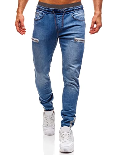 shownicer Jeans Herren Slim Fit Jeanshose Stretch Denim Jeans Hose Männer Jeanshose Destroyed Hosen Tapered Fit Cargohose Herren Cargo Hose Regular Fit Jeans D Dunkelblau XXL von shownicer