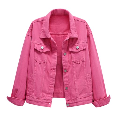 shownicer Jeansjacke Damen Langarm Denim Jacken Mit Tasche Frühling Herbst Übergangsjacke A Rose Rot XS shownicer Jeansjacke Damen Langarm Denim Jacken Mit Tasche Frühling Herbst Übergangsjacke A Rose Rot XS von shownicer