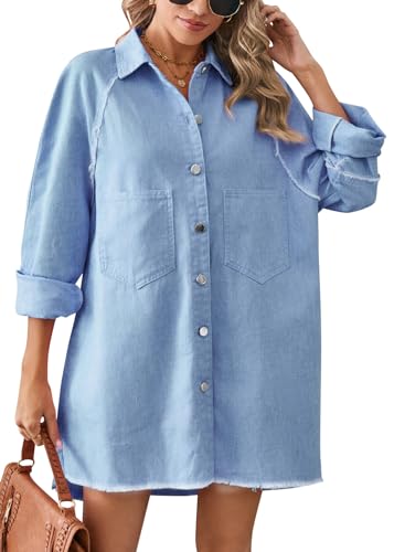 shownicer Jeanskleid Damen Langarm Blusenkleid Hemdkleid V-Ausschnitt Shirtkleid Baumwolle Jeanshemd Kleid Button Down Freizeitkleid Casual Kleider Loose Denim Shirt Kleid D Hellblau M shownicer Jeanskleid Damen Langarm Blusenkleid Hemdkleid V-Ausschnitt Shirtkleid Baumwolle Jeanshemd Kleid Button Down Freizeitkleid Casual Kleider Loose Denim Shirt Kleid D Hellblau M von shownicer