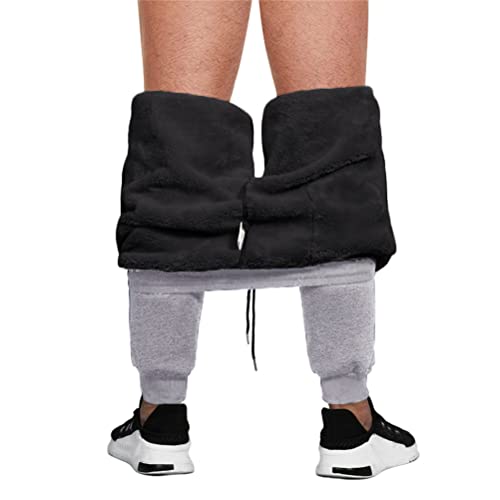 shownicer Jogginghose Herren Fleecehose Winter Fleece Gefüttert Warme Trainingshose Plüsch Gefüttert Hose Sporthose Winterhose Männer Slim Fit Sweathose F Hellgrau L von shownicer