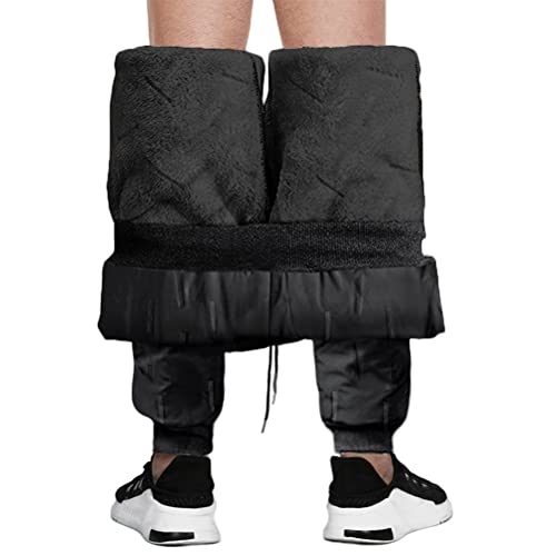 shownicer Jogginghose Herren Fleecehose Winter Fleece Gefüttert Warme Trainingshose Plüsch Gefüttert Hose Sporthose Winterhose Männer Slim Fit Sweathose G Schwarz L von shownicer