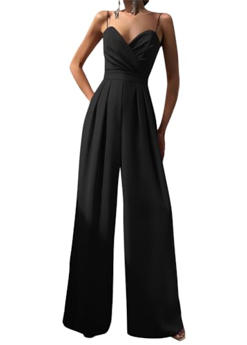 shownicer Jumpsuit Damen Elegant Jumpsuit Hochzeit Overall Damen Elegant Playsuit Hochzeit Romper A Schwarz XXL von shownicer