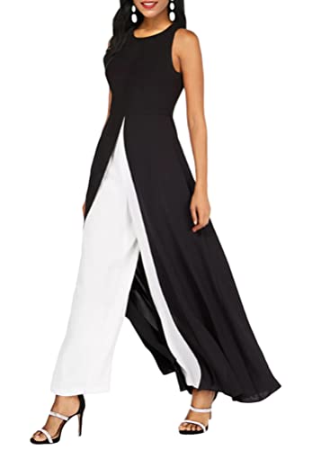 shownicer Jumpsuit Festlich Hochzeit Damen Lang Weites Bein Elegant Overall Frauen Spitze Ärmel Hosenanzug A Schwarz L von shownicer