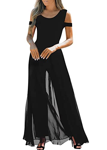 shownicer Jumpsuit Festlich Hochzeit Damen Lang Weites Bein Elegant Overall Spitze Ärmel Hosenanzug Playsuit Romper C Schwarz L von shownicer