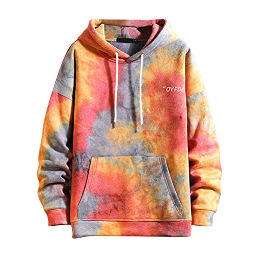 shownicer Kapuzenpullover für Herren Patchwork Hoodie mit Kontrastfarbe Mode Casual Langarm Hip Hop Hooded Sweatshirt Top Streetwear Mit Kapuze P Rot XXL von shownicer