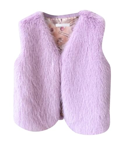 shownicer Kurz Kunstpelze Weste Damen Einfarbig Steppweste Ärmellose Warme Flauschig Winterjacke Winter Kunstfell Jacke Faux Fur Mantel Große Größen D Hellviolett S von shownicer