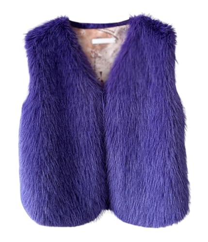 shownicer Kurz Kunstpelze Weste Damen Einfarbig Steppweste Ärmellose Warme Flauschig Winterjacke Winter Kunstfell Jacke Faux Fur Mantel Große Größen D Violett L von shownicer
