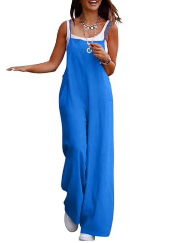 shownicer Latzhose Damen Arbeitshose Sommer Lose Overall Jumpsuit Ärmelloser Latzhosen mit Taschen A Dunkelblau M von shownicer