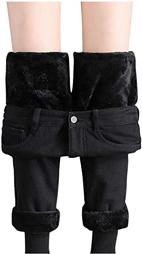 shownicer Leggings Damen Hosen Hoher Taille Fleece Gefüttert Slim Lange Elastische Yogahosen Herbst Winter Warm Blickdichte Leggins Schwarz S von shownicer