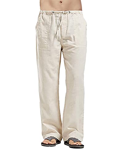 shownicer Leinenhosen Herren Freizeithose Lang Leichte Sommerhose Loose Fit Strandhose Lässige Leinen Hosen mit Seitentaschen für Urlaub Strand Alltag B Khaki XS shownicer Leinenhosen Herren Freizeithose Lang Leichte Sommerhose Loose Fit Strandhose Lässige Leinen Hosen mit Seitentaschen für Urlaub Strand Alltag B Khaki XS von shownicer
