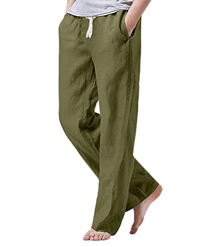 shownicer Leinenhosen Herren Freizeithose Lang Leichte Sommerhose Loose Fit Strandhose Lässige Leinen Hosen mit Seitentaschen für Urlaub Strand Alltag C Armeegrün XS shownicer Leinenhosen Herren Freizeithose Lang Leichte Sommerhose Loose Fit Strandhose Lässige Leinen Hosen mit Seitentaschen für Urlaub Strand Alltag C Armeegrün XS von shownicer