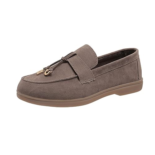 shownicer Loafer Schuhe Damen Wildleder Loafers Flache Bequemen Freizeitschuhe Slip on Round Toe Schuhe Komfort Wildleder Mokassins Slippers A Grau 40 EU shownicer Loafer Schuhe Damen Wildleder Loafers Flache Bequemen Freizeitschuhe Slip on Round Toe Schuhe Komfort Wildleder Mokassins Slippers A Grau 40 EU von shownicer